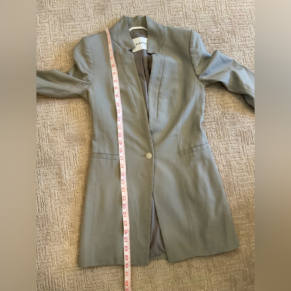 💚🩶 Aritzia Babaton Wool Blazer Sage Green Blazer Sz 0 EUC Minimalist Office - Picture 9 of 11